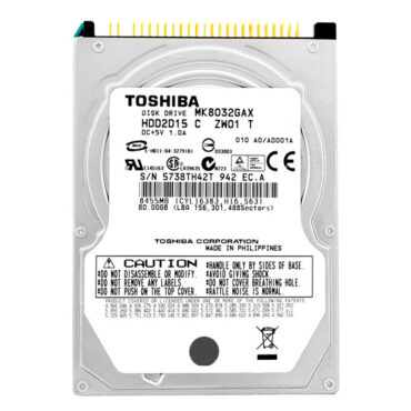 Festplatte Toshiba 80Gb MK8032GAX 8Mb Cache 5400Rpm ATA-100 2,5" Zoll