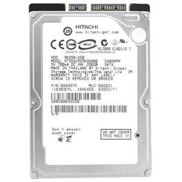 Hitachi HTS542525K9SA00 250GB 8Mb Cache 5400Rpm Sata 2,5"