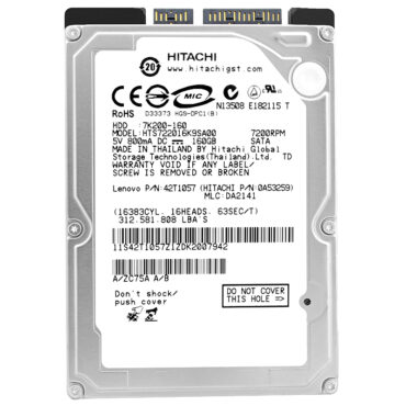 Hitachi HTS722016K9SA00 160GB 8Mb Cache 7200Rpm Sata 2,5"