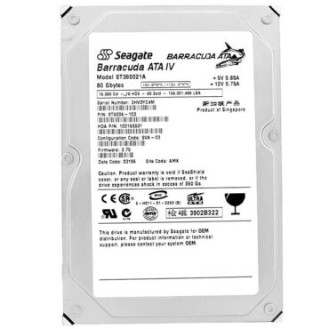 Festplatte Seagate 80GB ST380021A 2Mb Cache 7200Rpm Ata 3.5'' Zoll