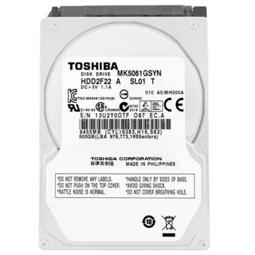 Toshiba 500GB MK5061GSYN 16MB Cache 7200Rpm Sata II 2,5" Zoll