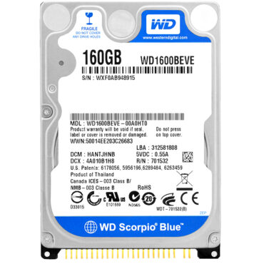 Festplatte WD WD1600BEVE 160Gb 8Mb Cache 5400Rpm ATA 2,5" Zoll Scorpio Blue