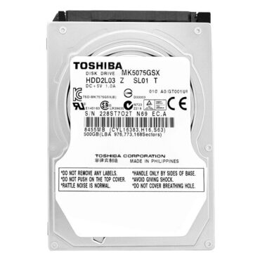 Festplatte Toshiba 500Gb MK5075GSX 8Mb Cache 5400Rpm SATA II 2,5"