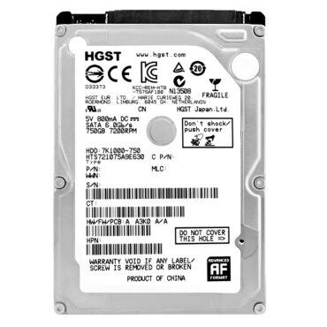 HGST 750Gb HTS721075A9E630 32Mb Cache 7200Rpm SATA III 2,5'' Zoll