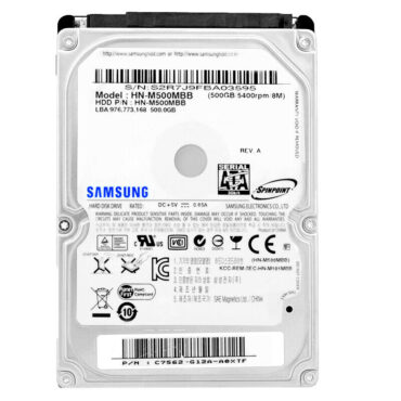 Festplatte Samsung 500Gb HN-M500MBB 8Mb Cache 5400Rpm Sata II 2,5" Zoll