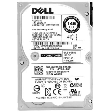Festplatte Dell HUC151414CSS600 146GB 15000Rpm 64Mb SAS II 2,5'' Zoll 0W330K