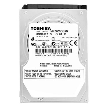 Festplatte Toshiba 500Gb MK5065GSXN 8Mb Cache 5400Rpm SATA II 2,5"