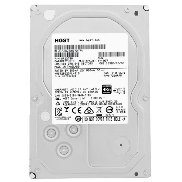 HGST 2Tb HUS726020AL4210 128Mb Cache Sas III 7200RPM 3,5" Zoll