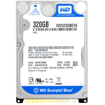 Festplatte WD WD3200BEVE 320Gb 8Mb Cache 5400Rpm ATA 2,5" Zoll Scorpio Blue