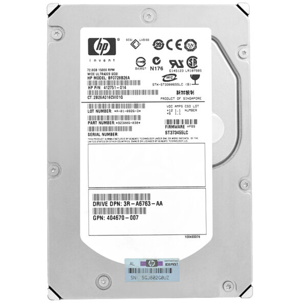Festplatte HP BF0728B26A 73GB 15000Rpm 8Mb Cache 80Pin 3.5" 412751-014