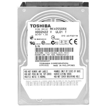 Festplatte Toshiba 400Gb MK4055GSX 8Mb Cache 5400RPM Sata II 2,5'' Zoll