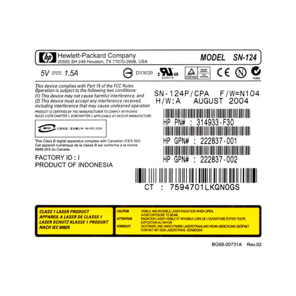 HP SN-124 314933-F30 222837-001 CD-ROM Drive Laufwerk Proliant DL360 G3 DL380 – Bild 3