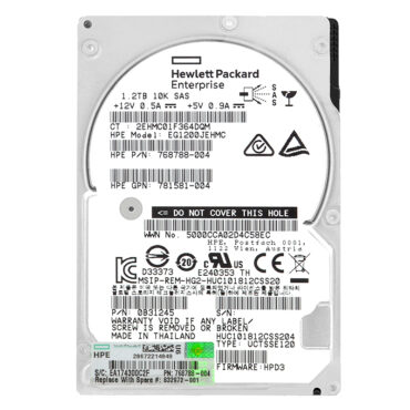 Festplatte HP 1.2TB EG1200JEHMC 10000Rpm Sas III 2,5'' 768788-004