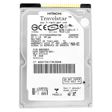 Festplatte Hitachi 60Gb HTS726060M9AT00 8Mb Cache 7200Rpm ATA 2,5" Zoll